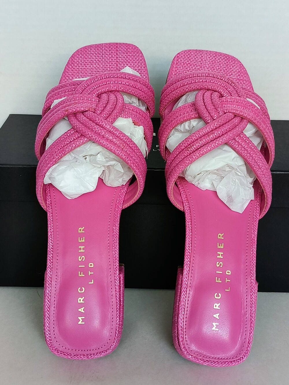 New w/Box Marc Fisher LTD Casara Braided Textured Open-Toe Flat Slip-on Sandals